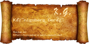 Königsberg Gerő névjegykártya